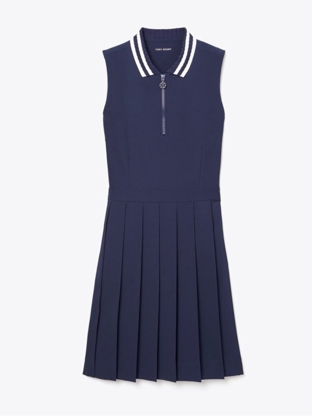 Tory Burch Sport Performance Pleated Collared Golf Dress in Tory Navy - Picture 2 of 8